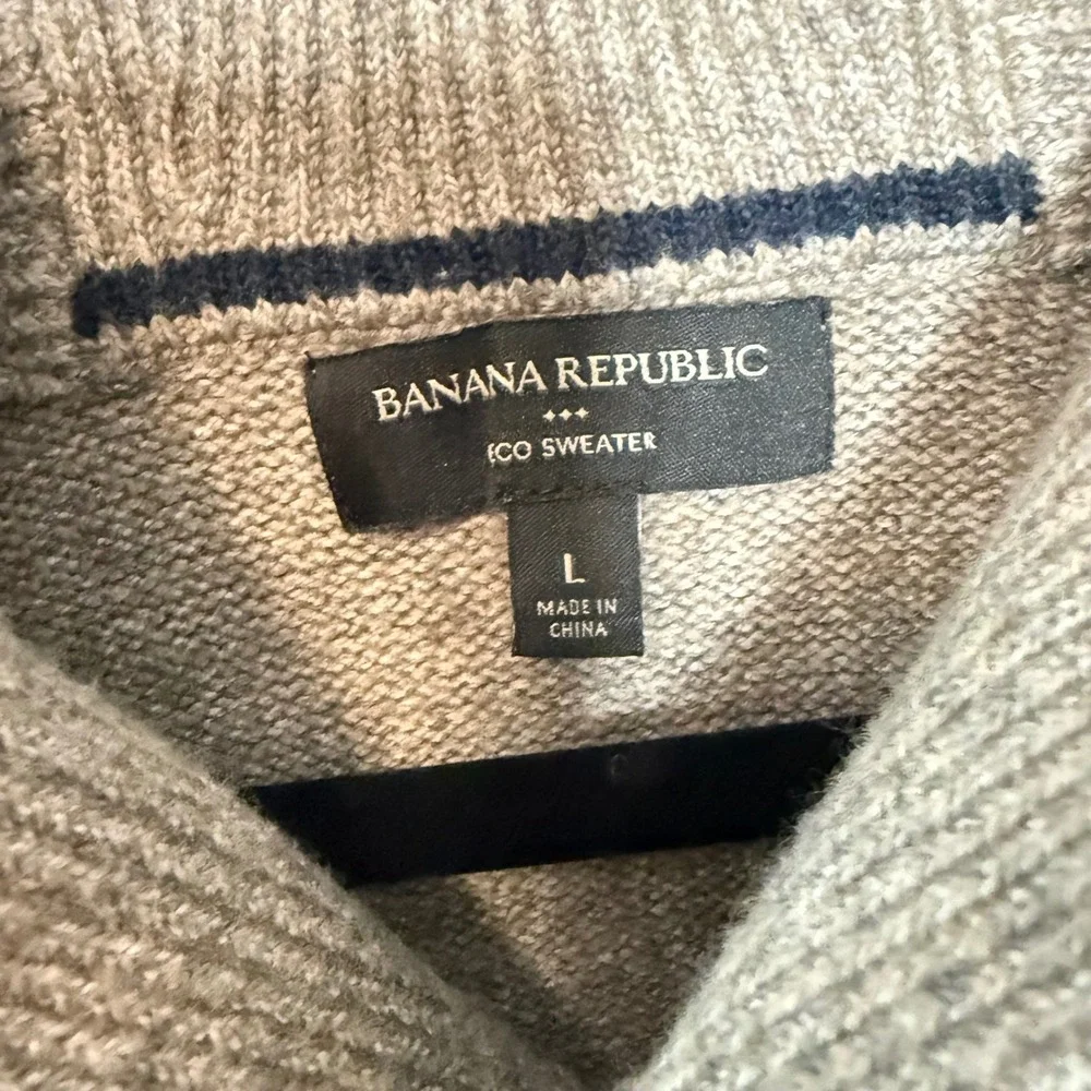 Banana Republic Mens Shawl Collar Sweater Knit Pullover Beige Size‎ L